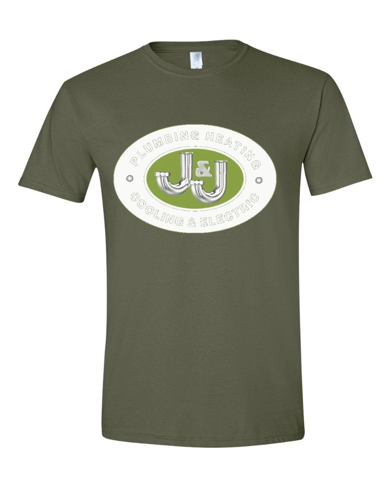 J&J Softstyle Tee in Military Green (sample mockup)