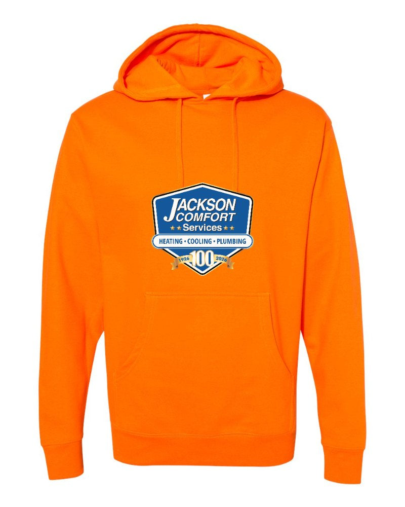 Jackson Comfort Independent Trading Hoodie in Safety Orange (sample mockup)