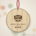 Jackson Comfort Logo Christmas Ornament in natural basswood (sample mockup)