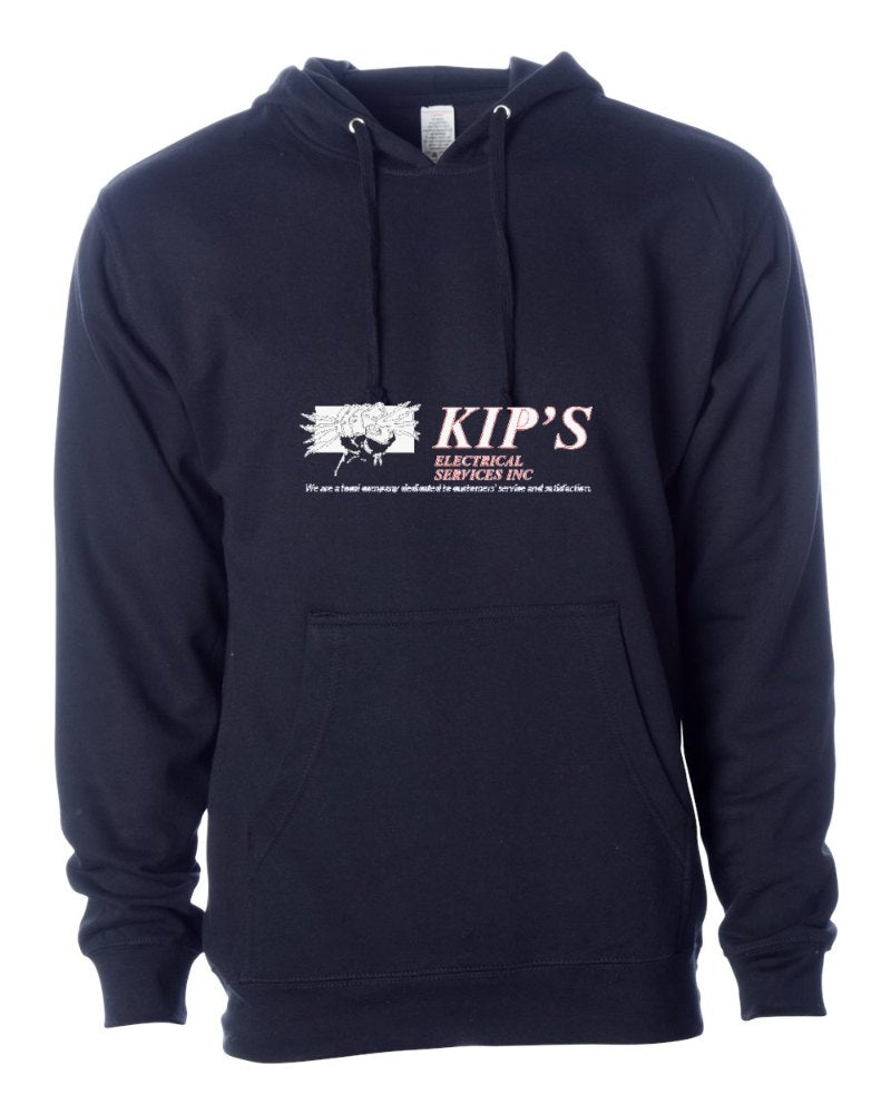Kip's Electrical Independent Trading Hoodie in Classic Navy (sample mockup)