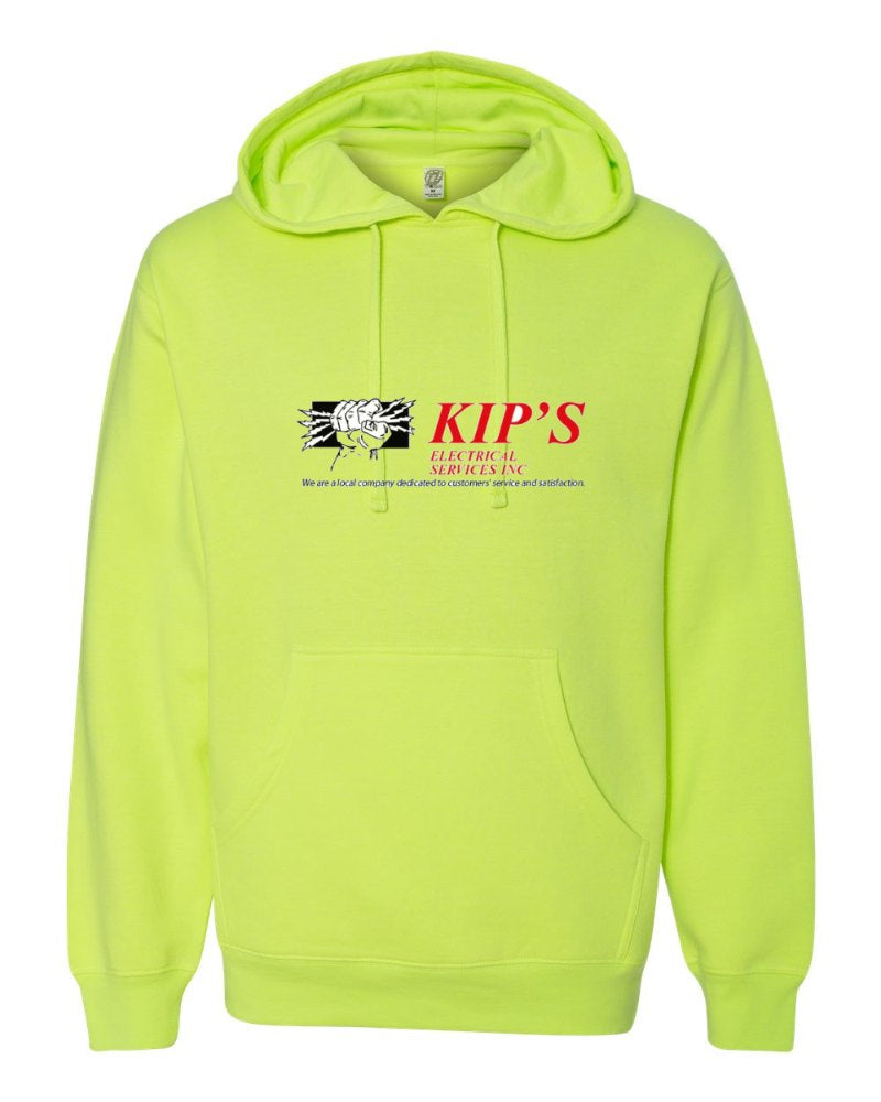 Kip's Electrical Independent Trading Hoodie in Safety Yellow (sample mockup)
