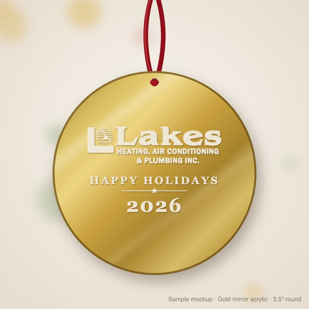 Lakes Logo Christmas Ornament in gold mirror acrylic (sample mockup)