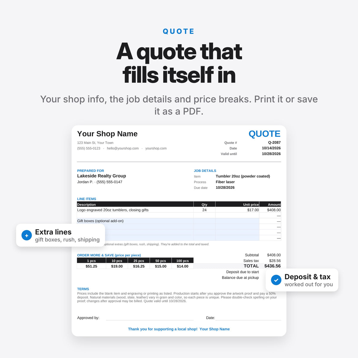 Laser & UV Engraving Job Cost and Quote Calculator (Digital Download) — photo 5