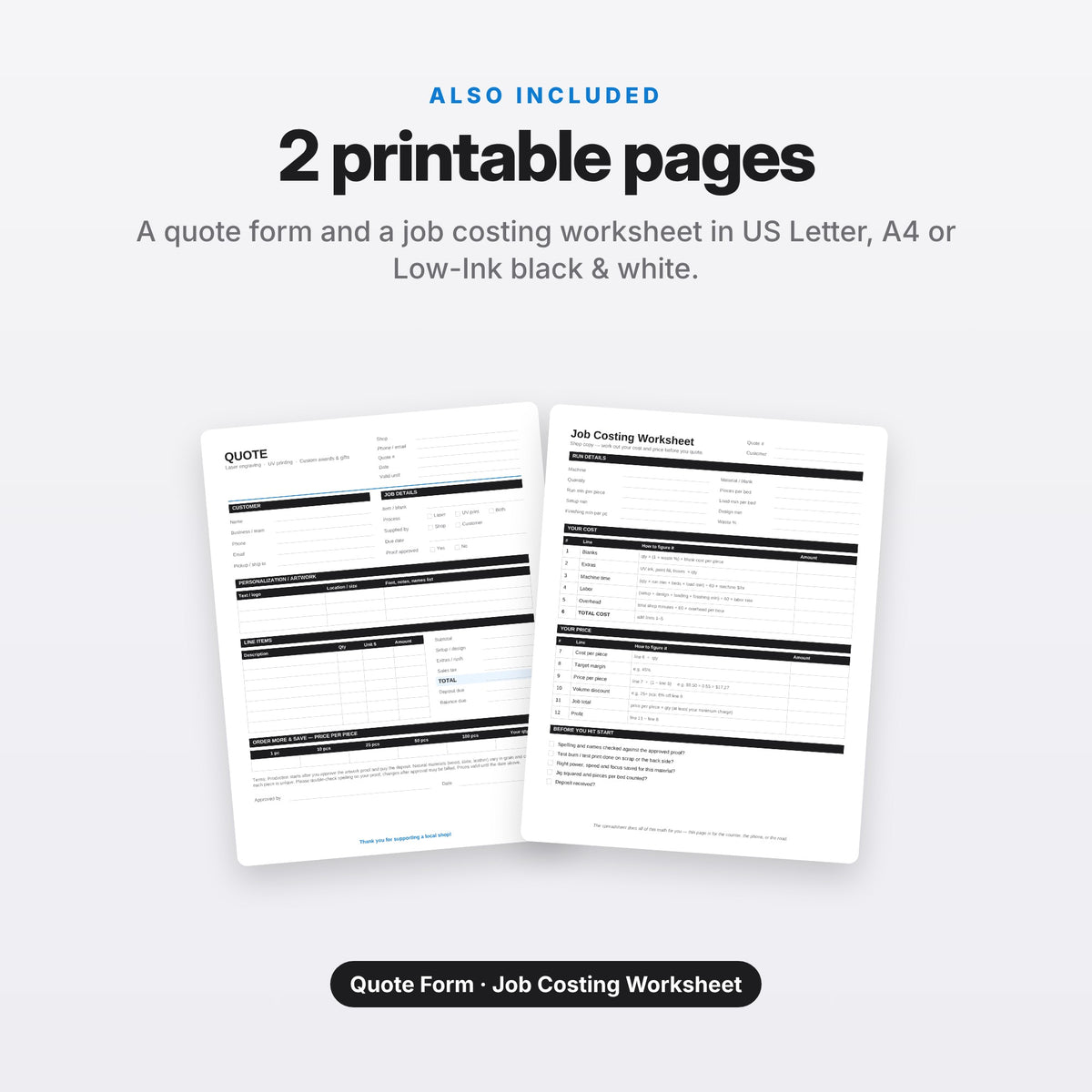 Laser & UV Engraving Job Cost and Quote Calculator (Digital Download) — photo 8