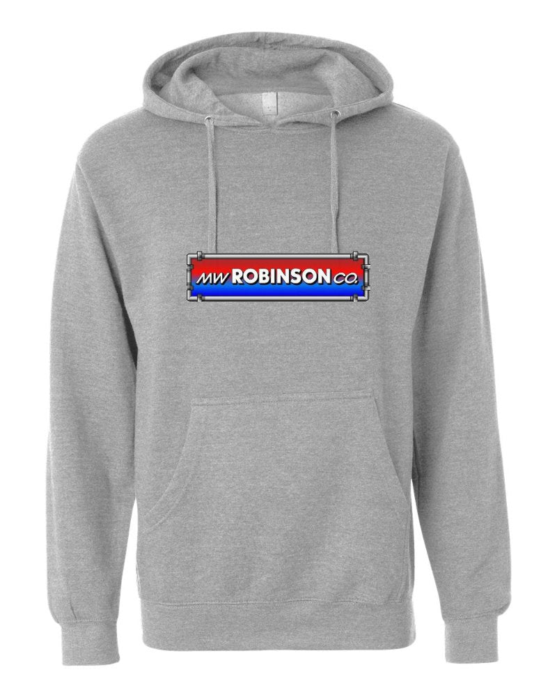 M.W. Robinson Independent Trading Hoodie in Grey Heather (sample mockup)
