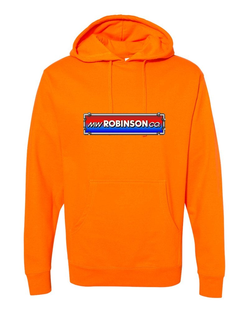 M.W. Robinson Independent Trading Hoodie in Safety Orange (sample mockup)