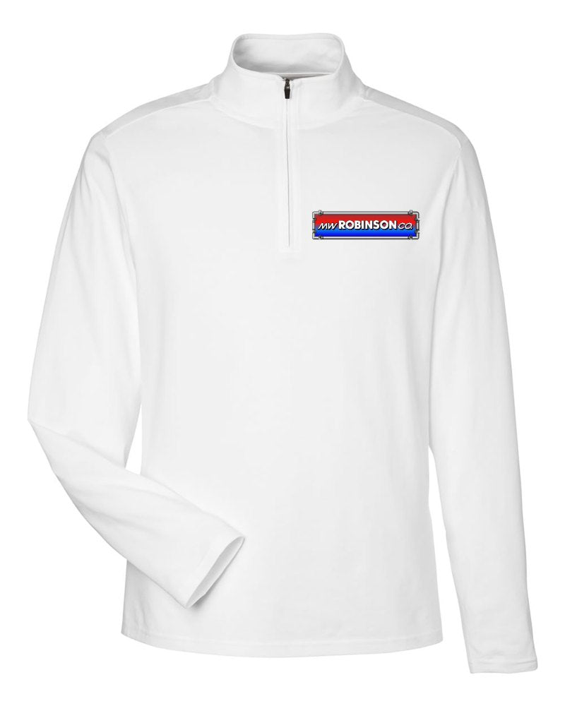 M.W. Robinson Stretch Quarter-Zip in White (sample mockup)