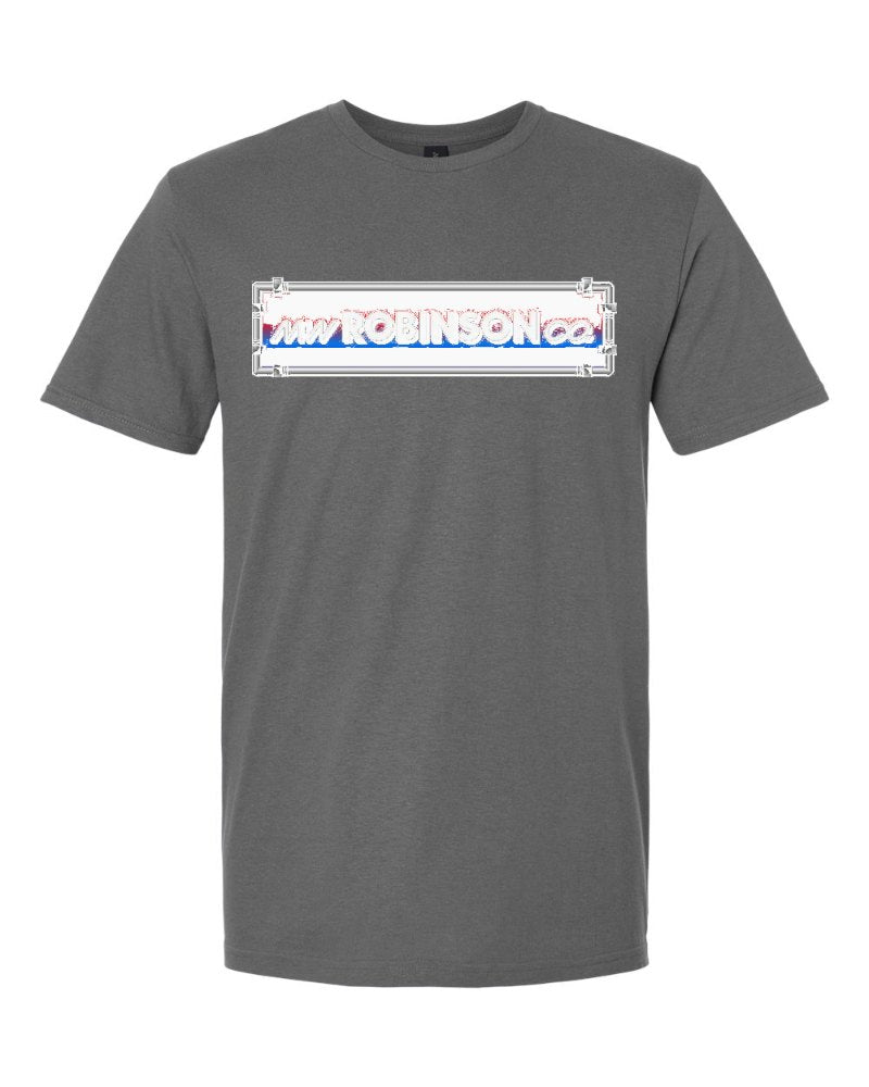 M.W. Robinson Softstyle Tee in Charcoal (sample mockup)