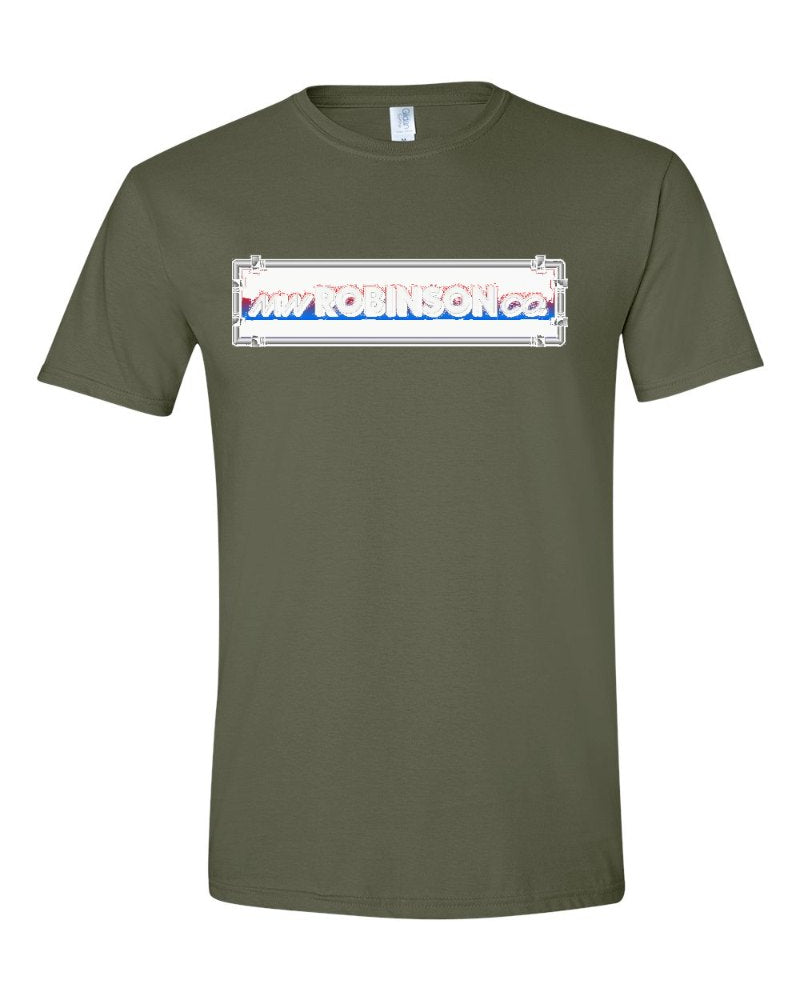 M.W. Robinson Softstyle Tee in Military Green (sample mockup)
