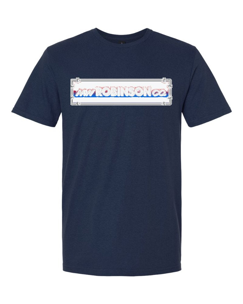 M.W. Robinson Softstyle Tee in Navy (sample mockup)