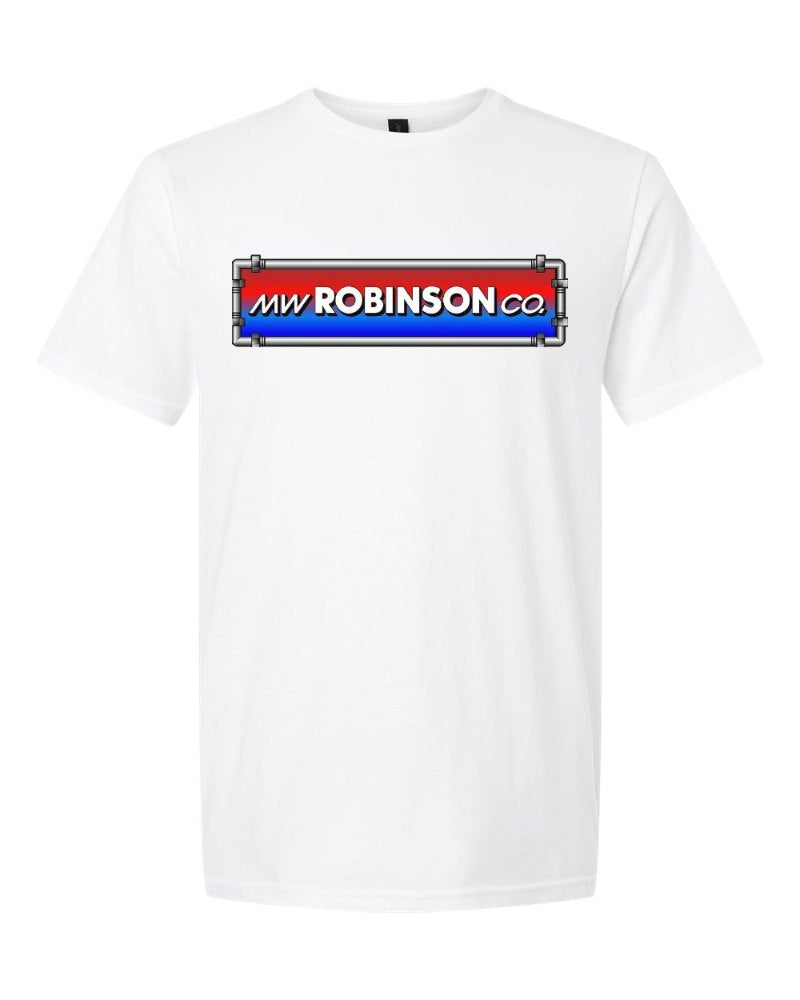 M.W. Robinson Softstyle Tee in White (sample mockup)