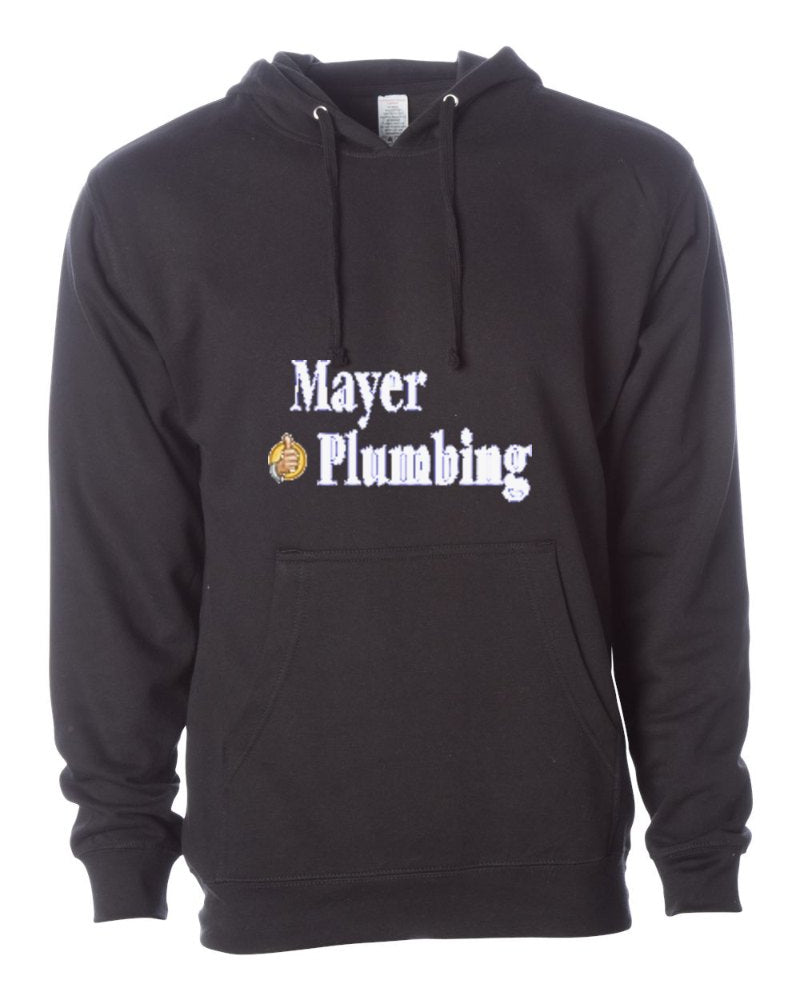 Mayer Plumbing Independent Trading Hoodie in Black (sample mockup)