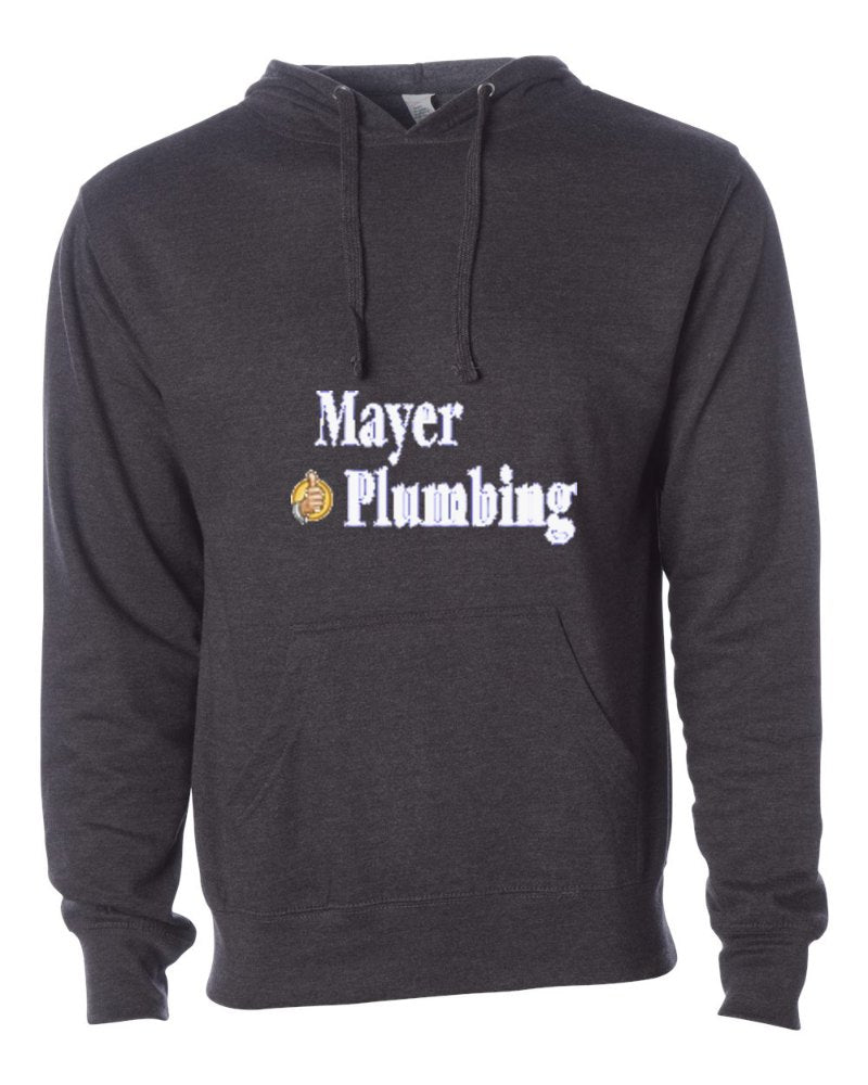 Mayer Plumbing Independent Trading Hoodie in Charcoal Heather (sample mockup)
