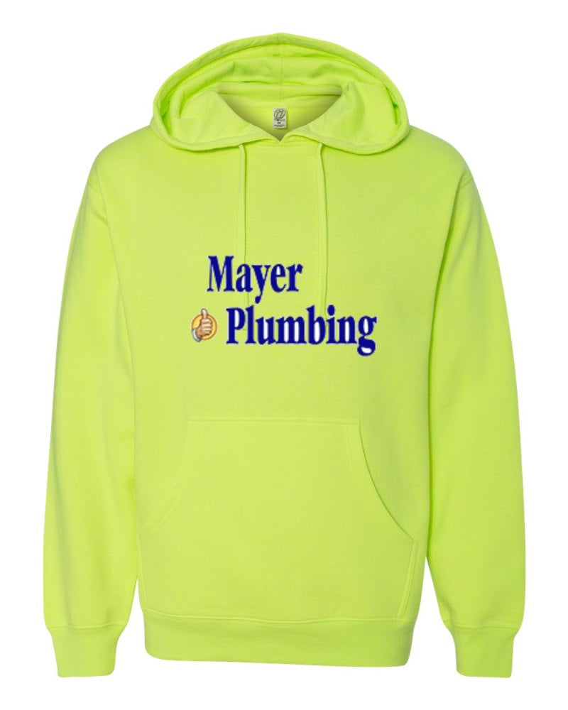 Mayer Plumbing Independent Trading Hoodie in Safety Yellow (sample mockup)