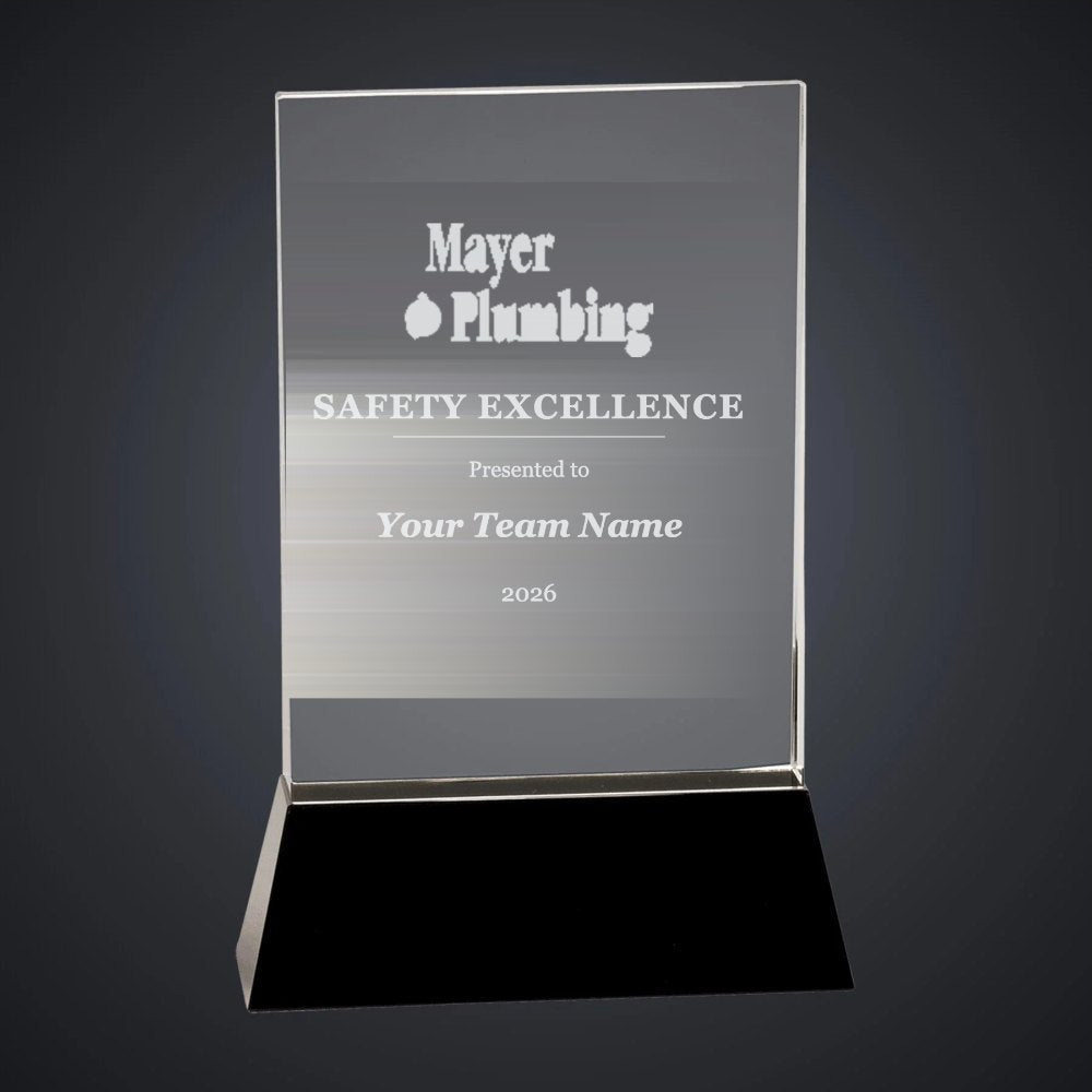 Mayer Plumbing Safety Excellence Crystal Award (sample mockup)