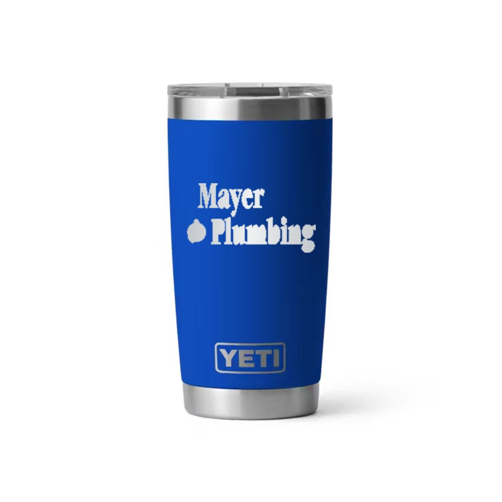Mayer Plumbing YETI 20 oz Rambler in Royal Blue (sample mockup)