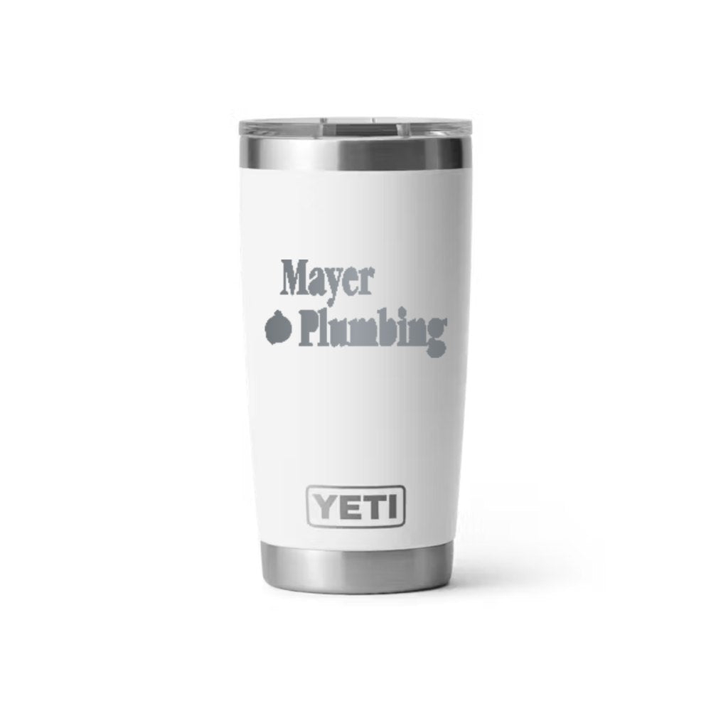 Mayer Plumbing YETI 20 oz Rambler in White (sample mockup)
