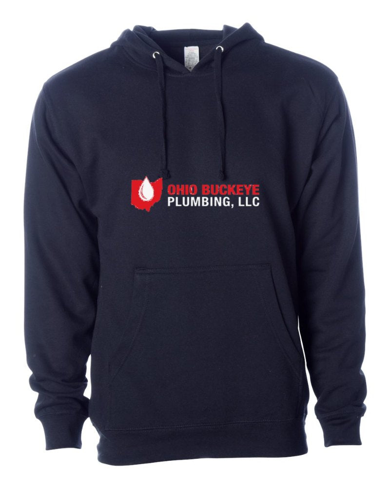 Ohio Buckeye Plumbing Independent Trading Hoodie in Classic Navy (sample mockup)