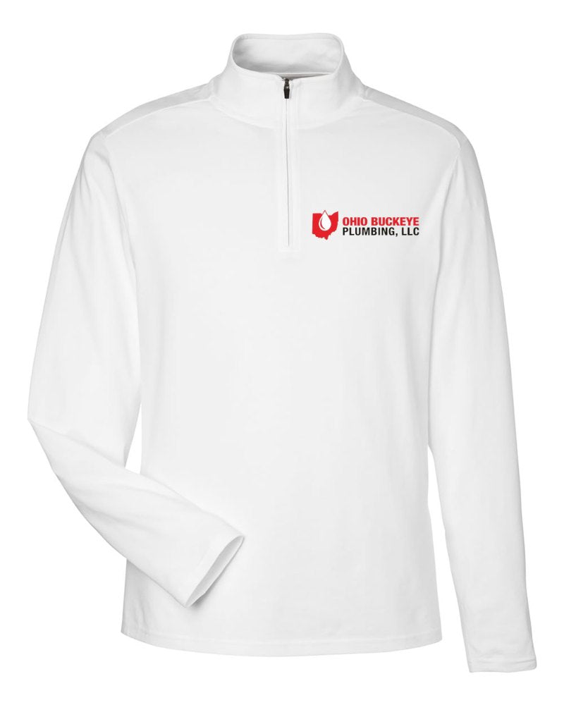 Ohio Buckeye Plumbing Stretch Quarter-Zip in White (sample mockup)