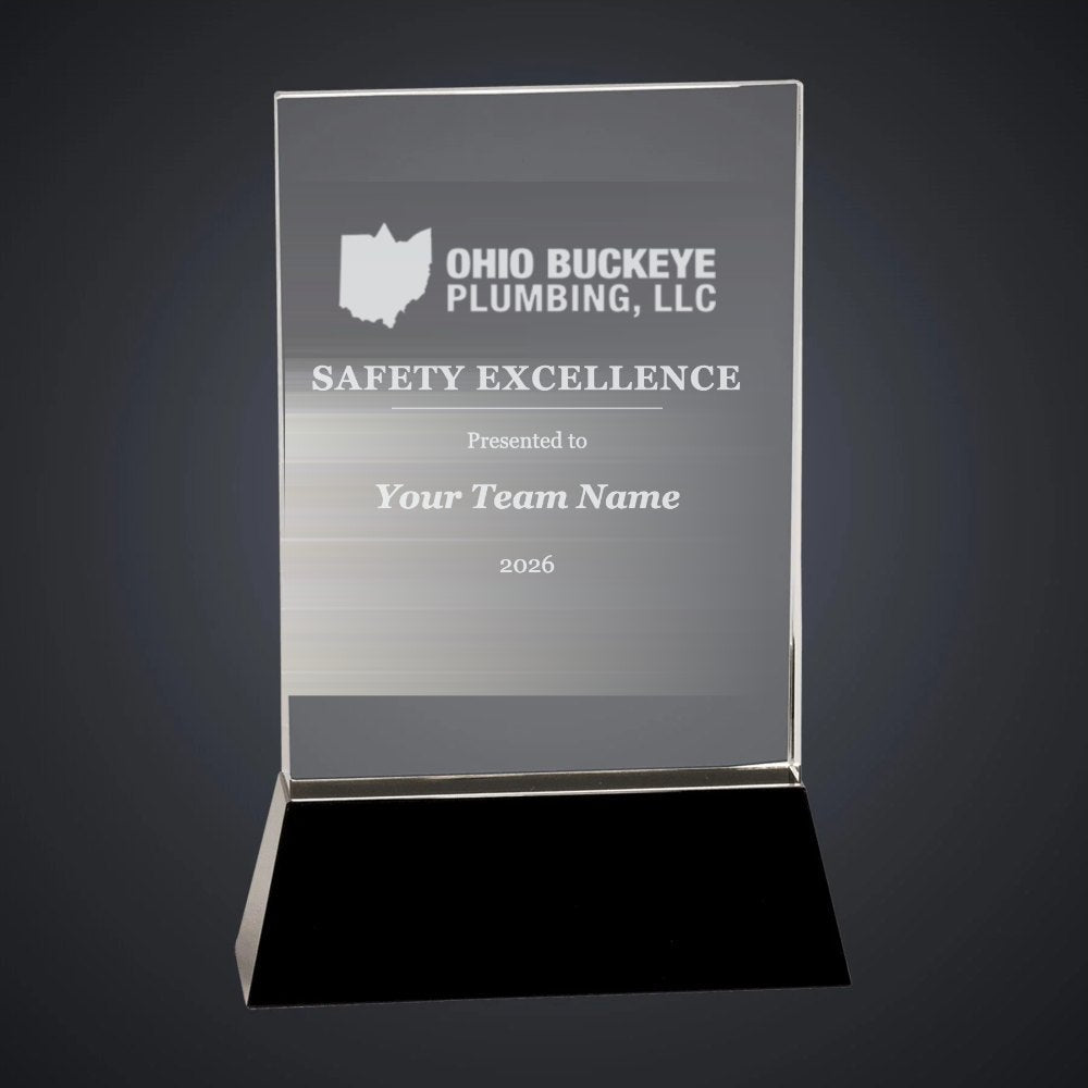 Ohio Buckeye Plumbing Safety Excellence Crystal Award (sample mockup)