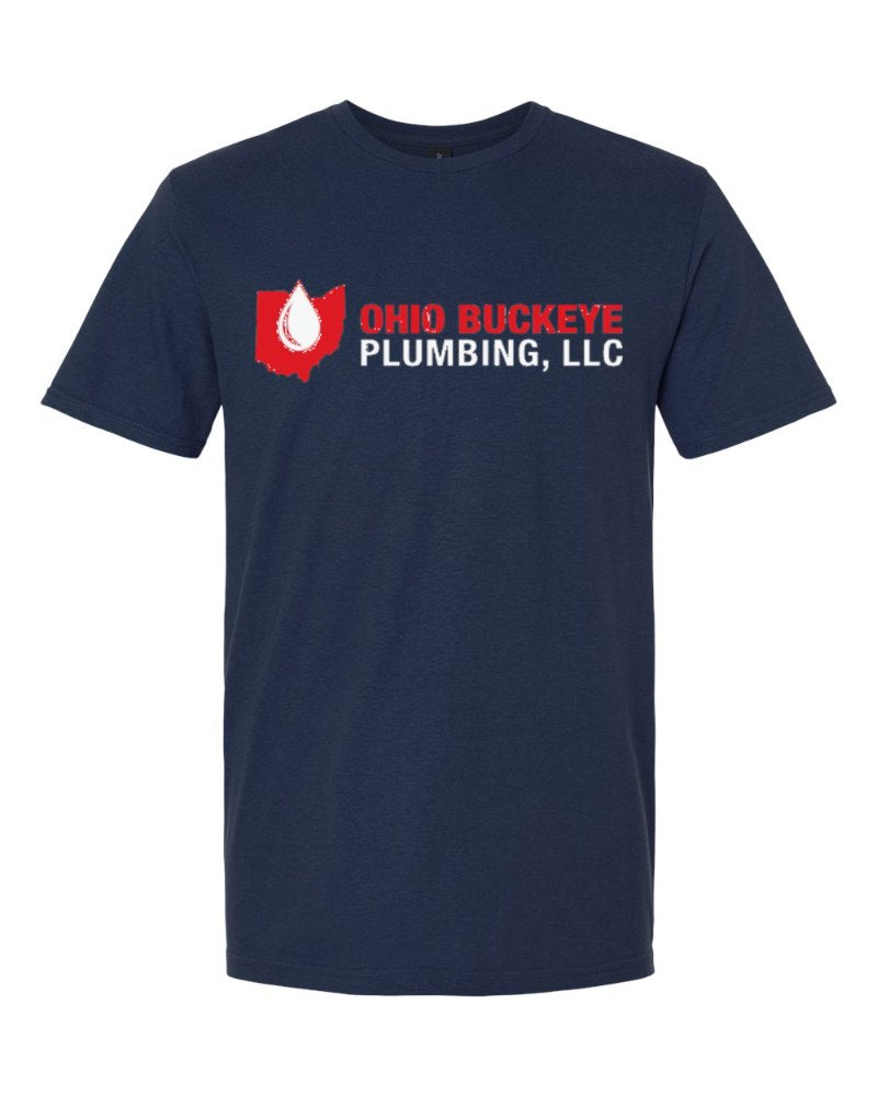Ohio Buckeye Plumbing Softstyle Tee in Navy (sample mockup)