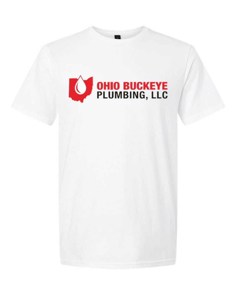Ohio Buckeye Plumbing Softstyle Tee in White (sample mockup)
