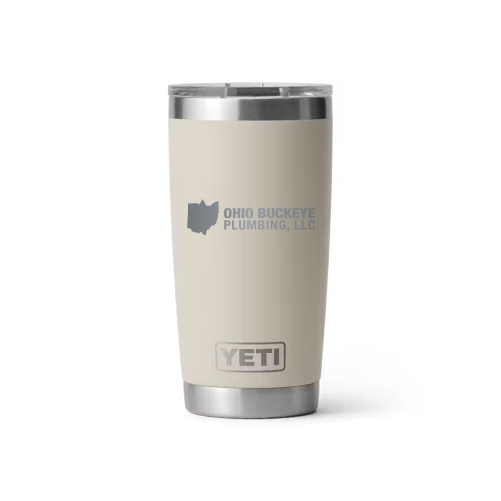 Ohio Buckeye Plumbing YETI 20 oz Rambler in Cape Taupe (sample mockup)