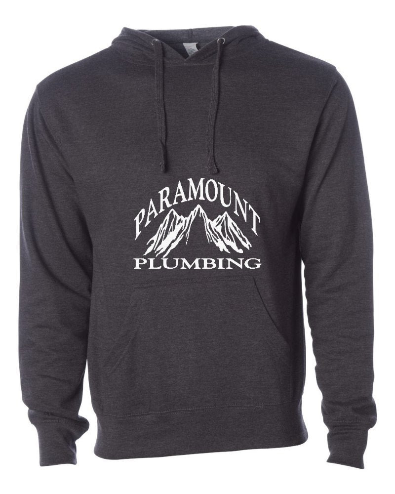 Paramount Plumbing Independent Trading Hoodie in Charcoal Heather (sample mockup)