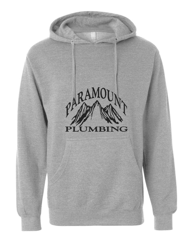 Paramount Plumbing Independent Trading Hoodie in Grey Heather (sample mockup)