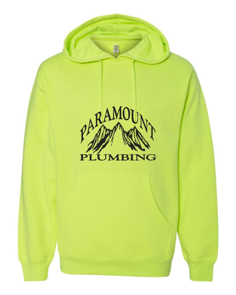 Paramount Plumbing Independent Trading Hoodie in Safety Yellow (sample mockup)