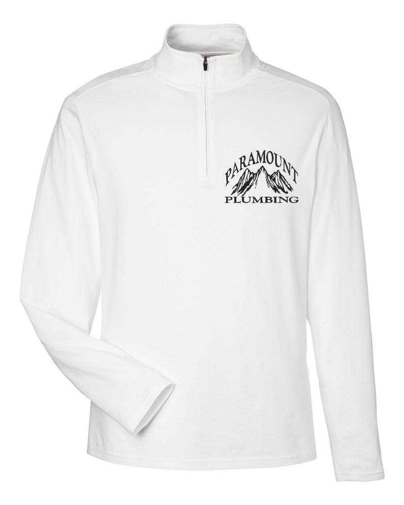 Paramount Plumbing Stretch Quarter-Zip in White (sample mockup)