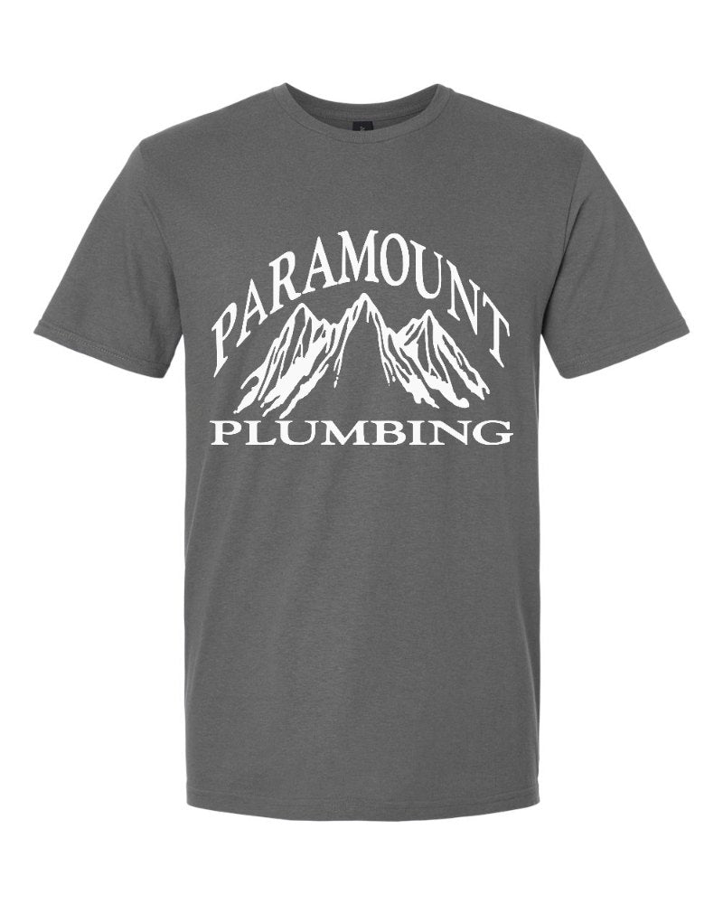 Paramount Plumbing Softstyle Tee in Charcoal (sample mockup)