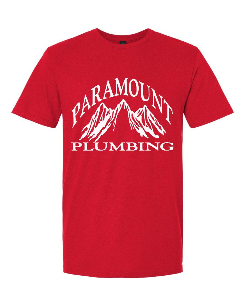 Paramount Plumbing Softstyle Tee in Red (sample mockup)