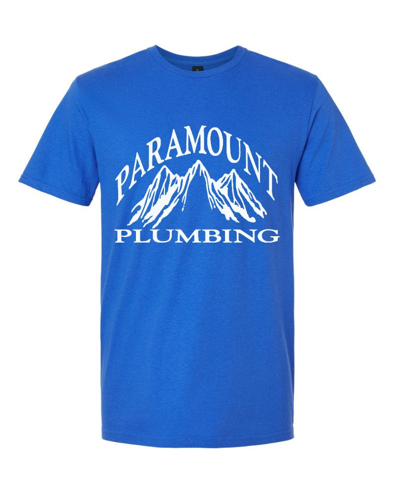 Paramount Plumbing Softstyle Tee in Royal (sample mockup)