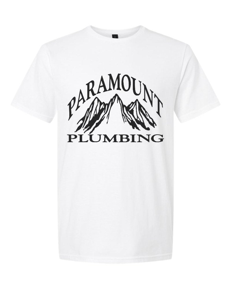Paramount Plumbing Softstyle Tee in White (sample mockup)