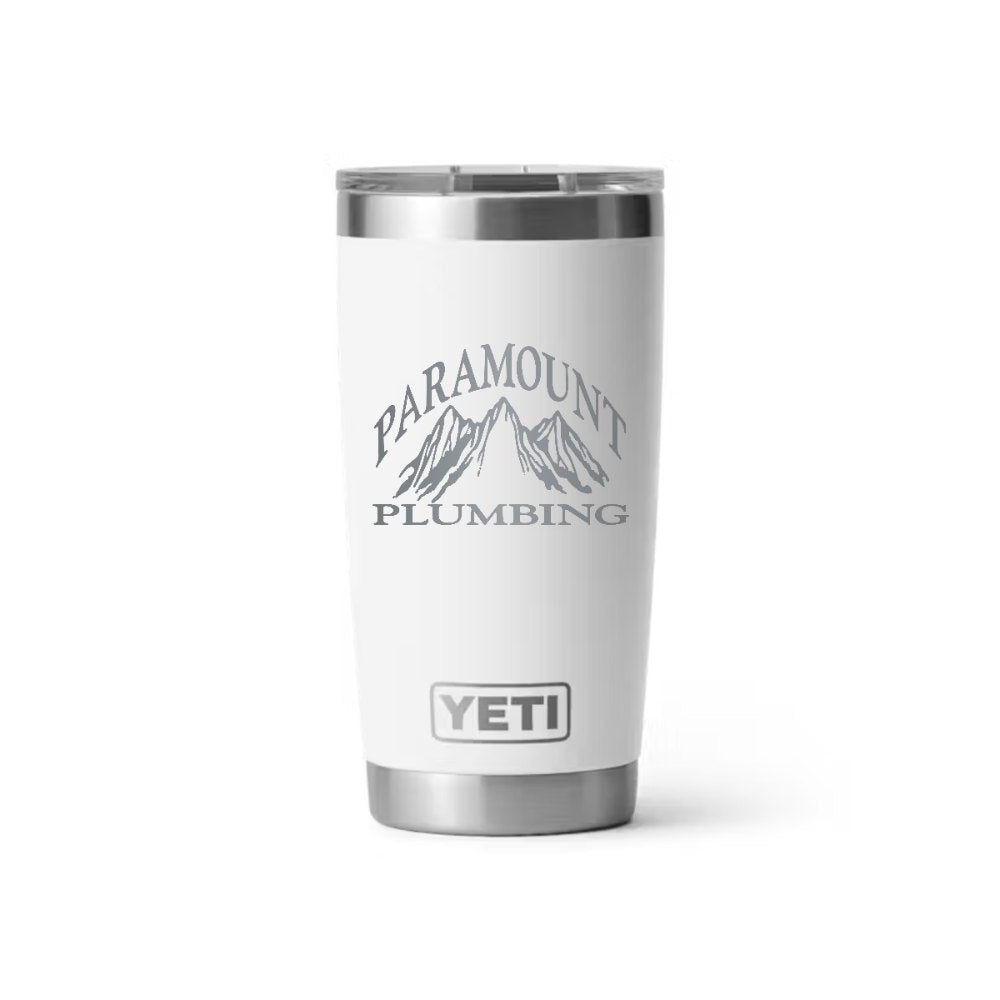 Paramount Plumbing YETI 20 oz Rambler in White (sample mockup)