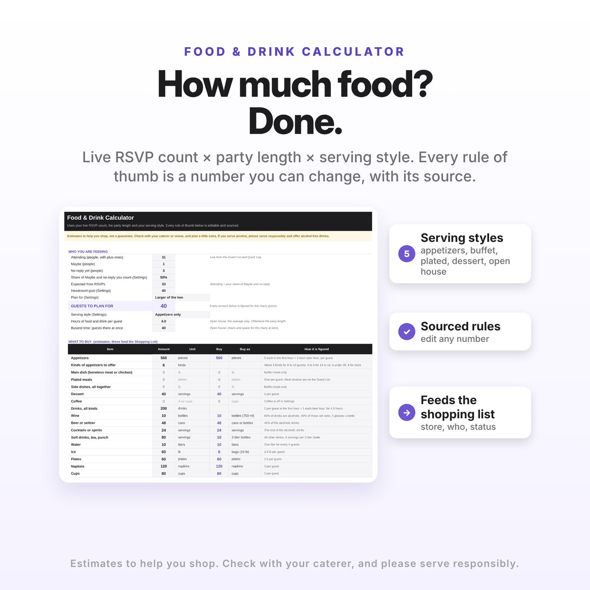 Party & Event Planner Spreadsheet (Digital Download) — photo 3