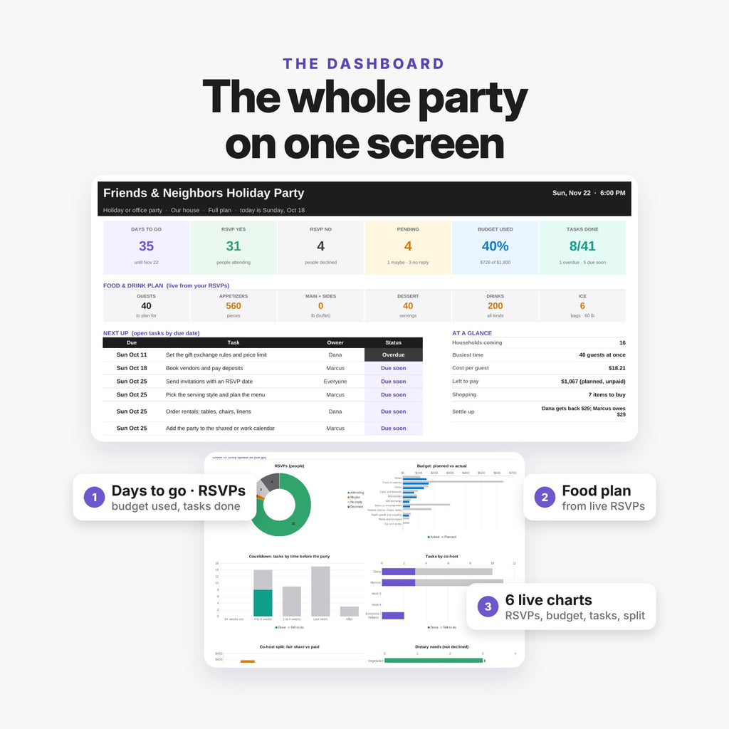 Party & Event Planner Spreadsheet (Digital Download) — photo 5