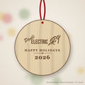 Pauli Electric Logo Christmas Ornament in natural basswood (sample mockup)