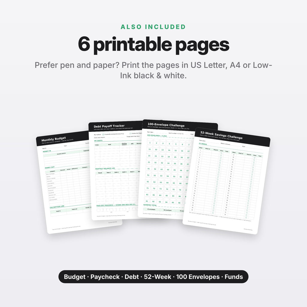 Paycheck Budget, Debt Payoff & Savings Bundle (Digital Download) — photo 8