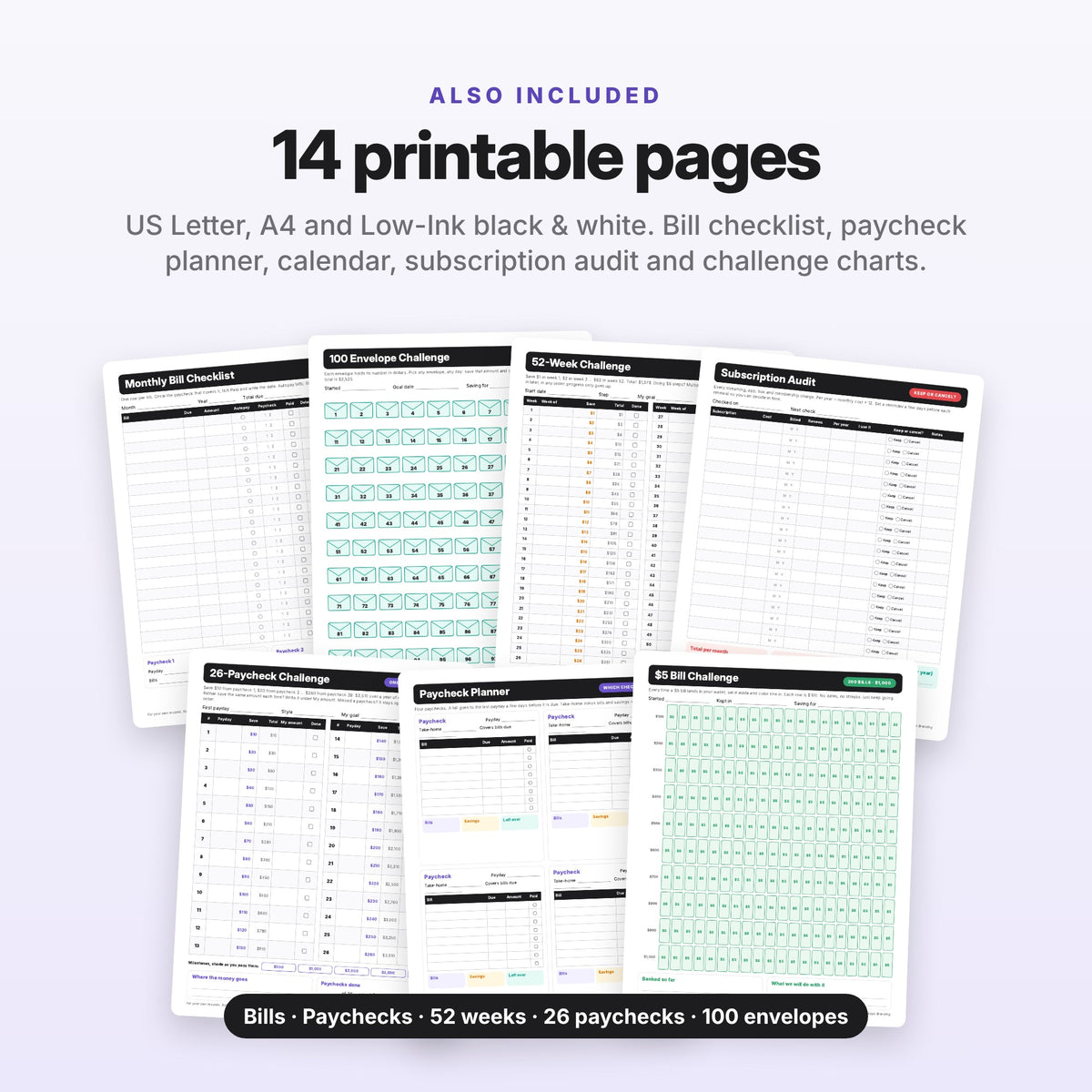 Bill Tracker & Savings Challenges Spreadsheet (Digital Download) — photo 8