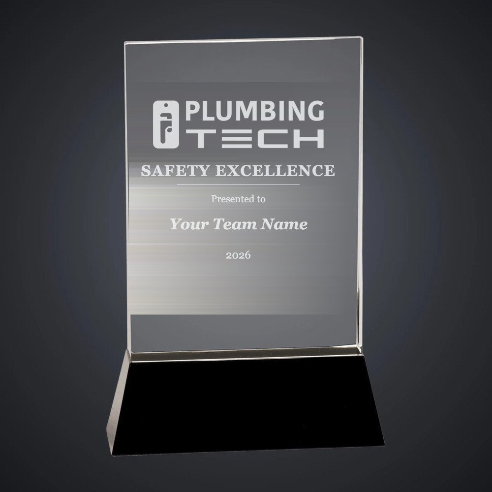 Plumbing Tech Safety Excellence Crystal Award (sample mockup)
