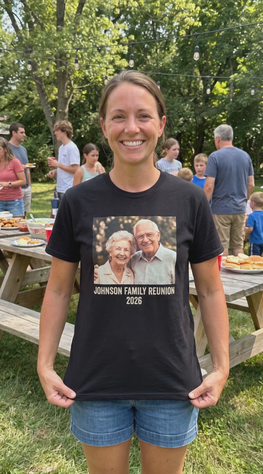 Custom family reunion shirt with an uploaded photo, printed by Buckeye Branding Company, Copley OH