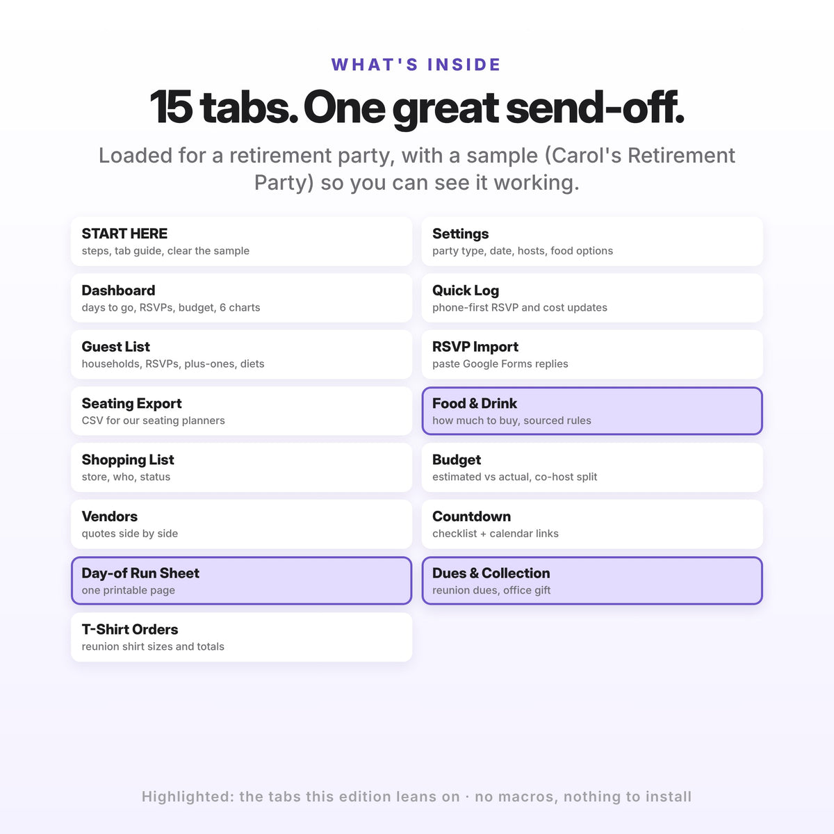 Retirement Party Planner Spreadsheet (Digital Download) — photo 2