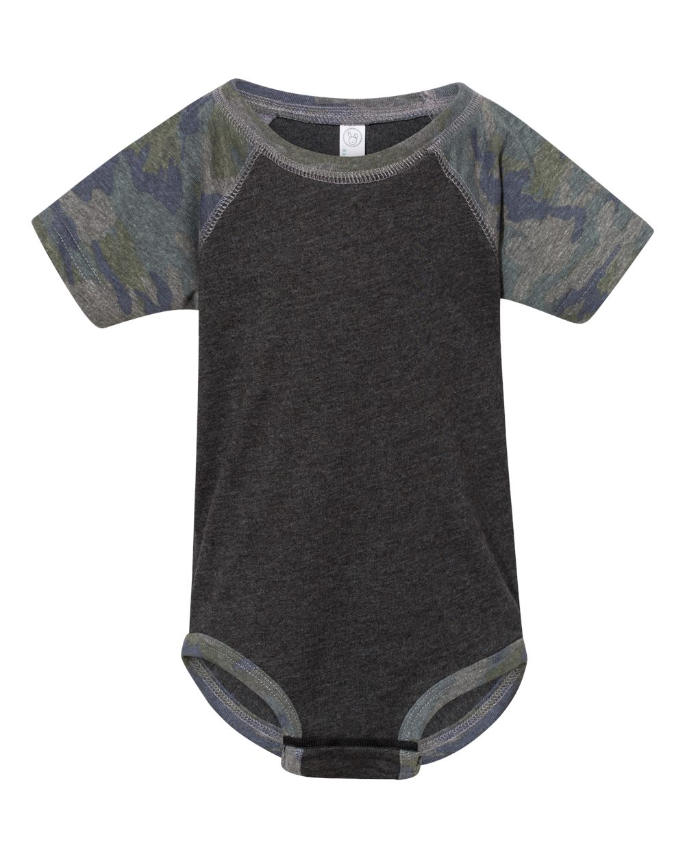 Baby raglan bodysuit in Vintage Smoke/Camo