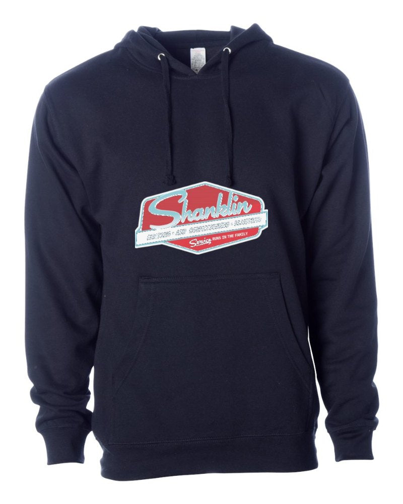 Shanklin Independent Trading Hoodie in Classic Navy (sample mockup)