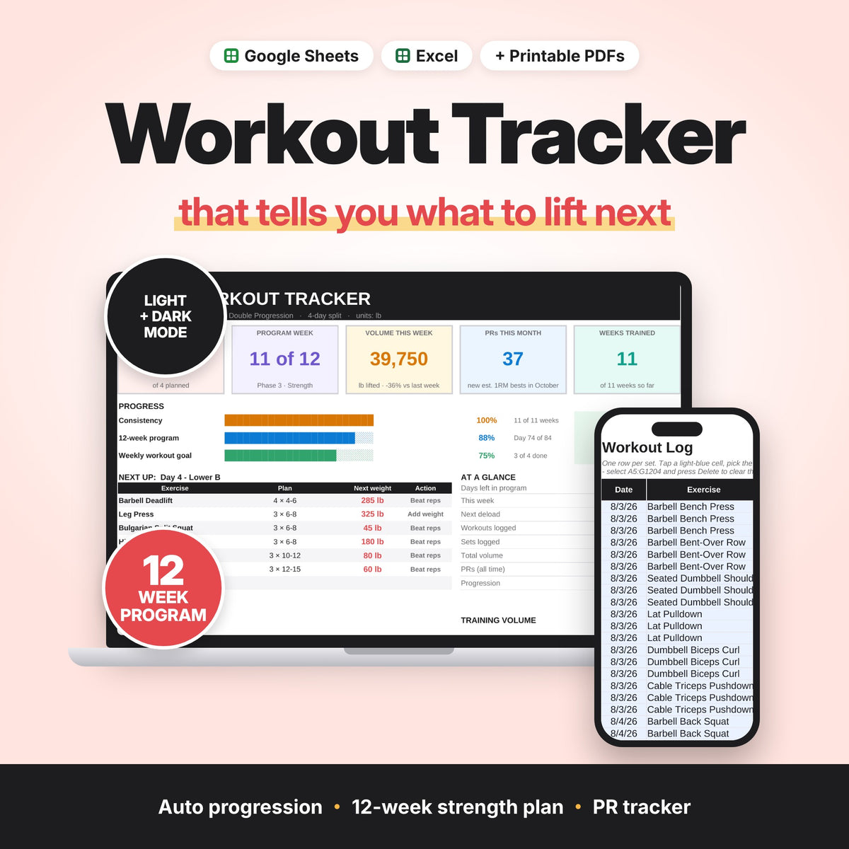 Smart Workout Tracker & 12-Week Strength Program (Digital Download) — photo 1