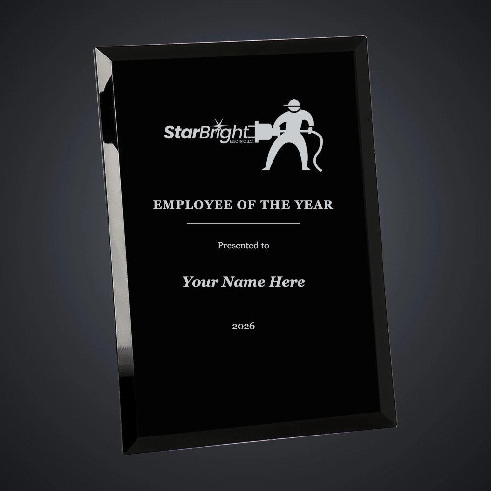 Star Bright Electric Employee of the Year Plaque (sample mockup)