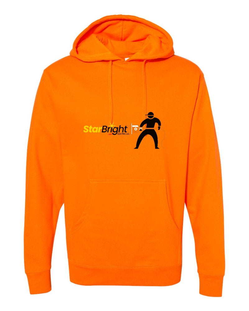 Star Bright Electric Independent Trading Hoodie in Safety Orange (sample mockup)