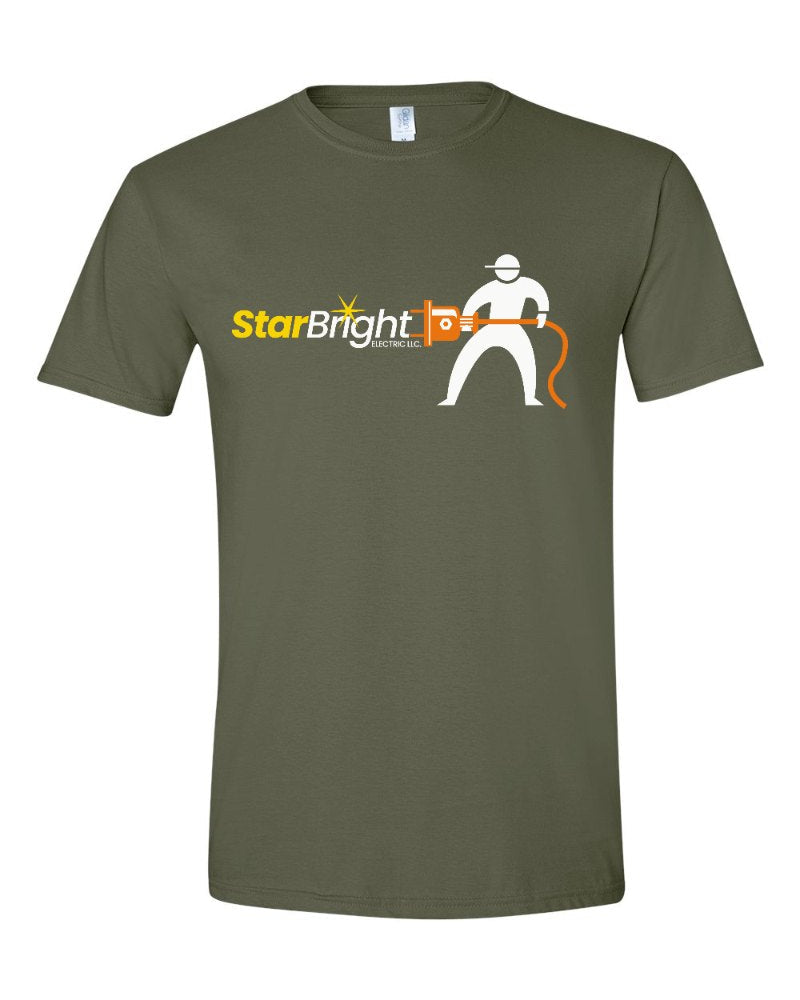 Star Bright Electric Softstyle Tee in Military Green (sample mockup)